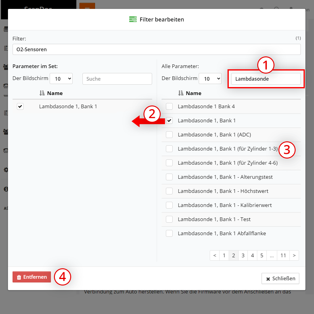 Parameter zum Filter hinzufügen